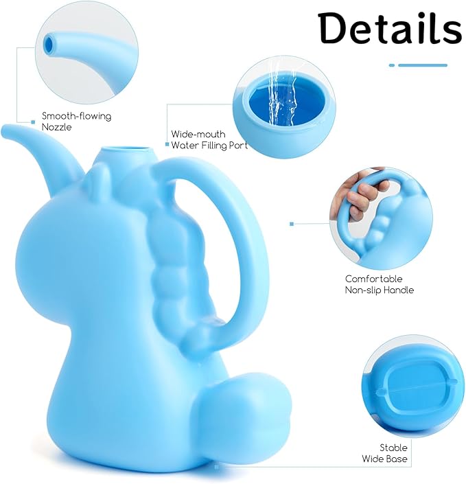XXXFLOWER Unicorns Indoor Watering Can, 1 L Cute Animal Water Cans, Novelty Unicorns Shape Watering Pot for Office House Indoor Garden（Blue）