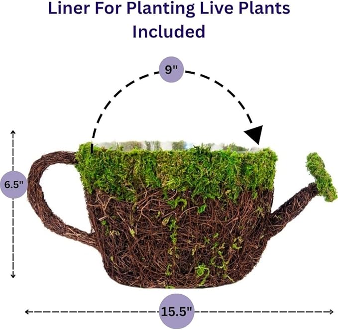 SuperMoss (55261) 9" Deco Watering Can Planter Basket, Large