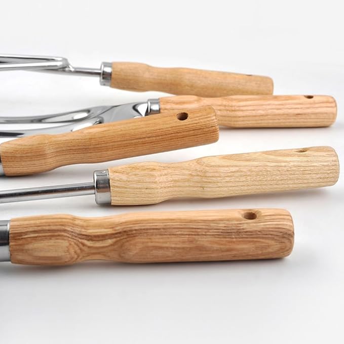 5-Piece Garden Tool Set, Rust-Resistant Stainless Steel with Ergonomic Non-Slip Wooden Handles – Durable Gardening Tools Gift,Includes Trowel,Transplanter, Hand Fork, Cultivator & Weeder Light-Weight