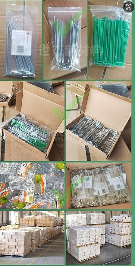 Galvanized Landscape Stakes Heavy Duty - Ground Staples for Weed Barrier, Irrigation, Fencing, Tarp | Anti-Rust Steel Garden Staples U-Shaped (8in-100pcs)