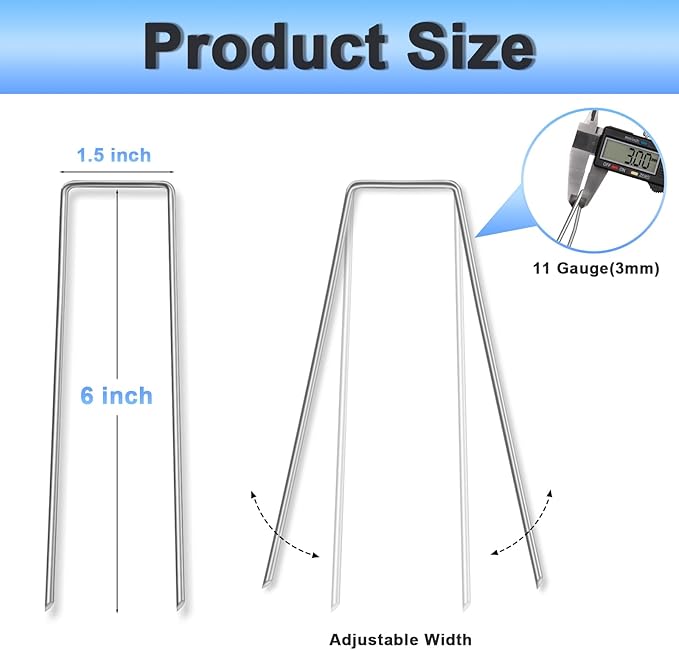 JERIA 6 Inch 120 Pack U-Shaped Galvanized Garden Stakes, 11 Gauge Landscape Staples, Landscape Fabric pins,Ground Stakes,Yard Stakes for Decorations