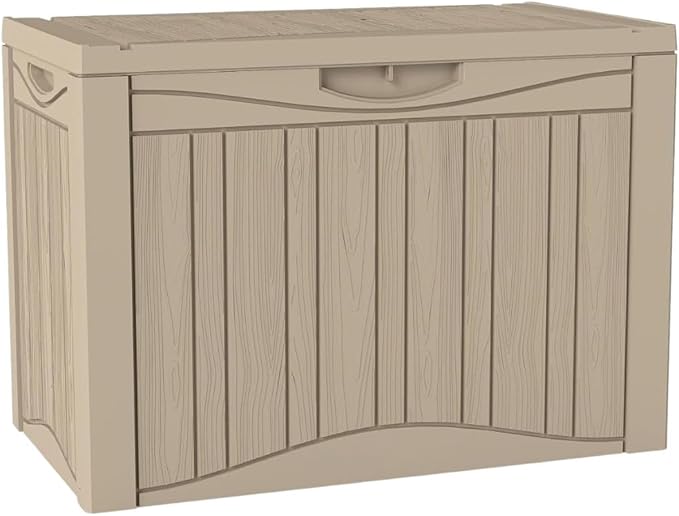 50 Gallon Resin Deck Box, Waterproof Outdoor Storage Box for Patio Furniture Accessories, Garden Tools, Indoor Storage for Cushion, Grey