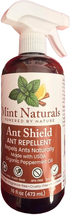 Natural Ant Repellent Spray – USDA Organic Peppermint Oil Formula That Helps Deter Ants, 16 oz – Made in USA by Mint Naturals