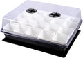 eZAKKA 37x30cm Seed Starter Tray Seedling Starter Kit Planting Propagation Trays Germination Kit Humidity Dome with 20 Pieces Square Seed Starter Pots (White Pots)