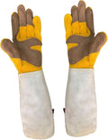 Cowhide Puncture-proof Gardening Gloves for Thorn Protection, Extended Length 11.5cm, Heavy-duty Protective Work Gloves for Outdoor Garden and Pruning Tasks
