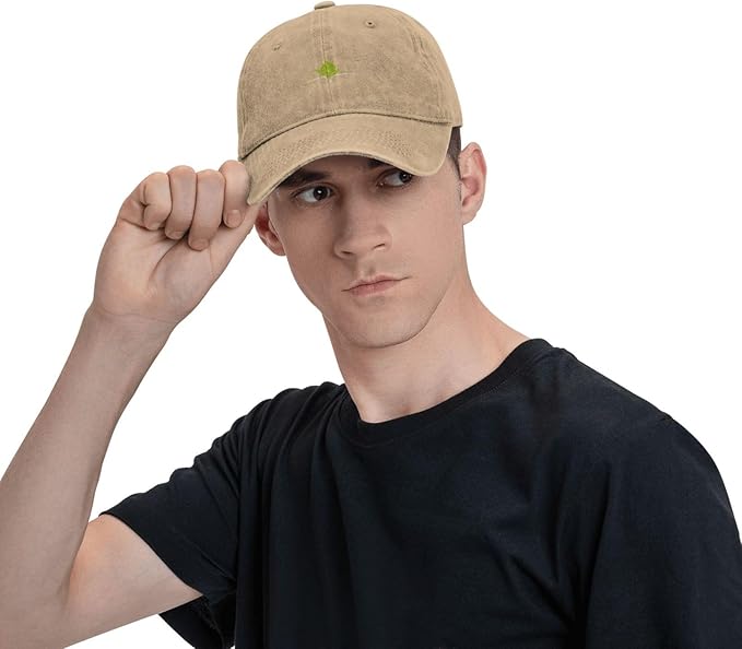 Black Seeds Sprouting Printed Washed Cowboy Baseball Cap for Adults - Stylish and Breathable Hat
