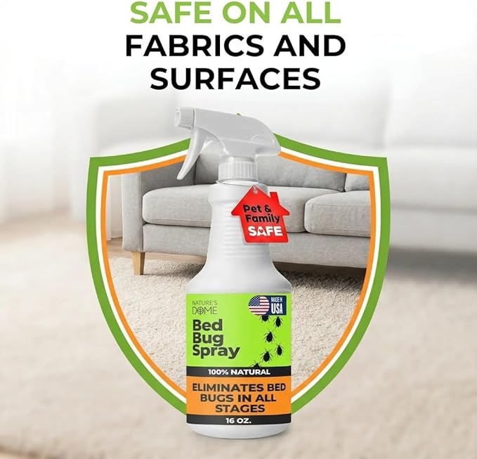 Nature's Dome Bed Bug Spray – 100% Kill Rate, 16 OZ Natural Bed Bug & Mite Killer, Destroys Eggs, Kills Resistant Strains, Long-Lasting Protection, Safe for Home Use