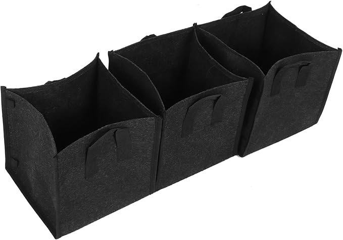 Fafeicy Plant Container 3Pcs Plant Growing Bag with Handles Black Square Felt Vegetable Fruit Flower Grow Container Garden Supplies ((5 gallons) 23.5 * 23.5 * 25)