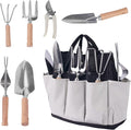 Garden Tool Set, Stainless Steel Gardening Kit, with Large Capacity Garden Tool Bag, Outdoor Hand Tools, Black Grey Garden Tool Kit for Women and Men