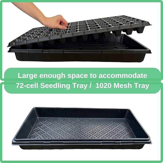 Standard 1020 Tray Sturdy Plant Growing Trays Plastic Seed Starter Tray for Microgreens Heavy Duty Seedling Trays No Drainage Holes 10 Pack