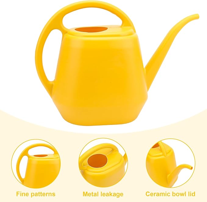 Plastic Watering Can with Long Spout and Handle,1 Gallon Large Watering Cans for Greenhouse,and Indoor,Yellow