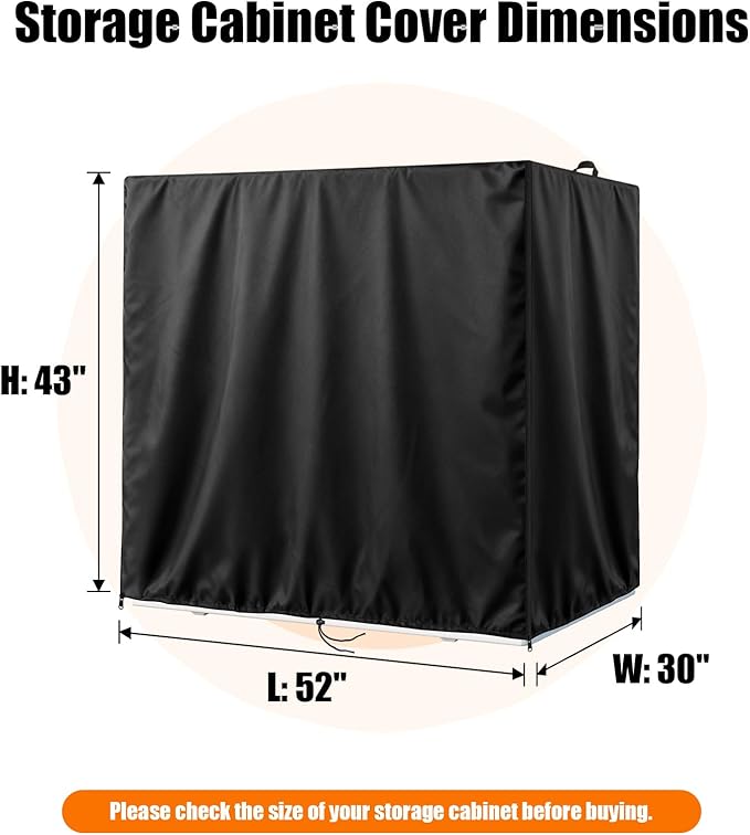 Kasla Storage Cabinet Cover, Outdoor Chest Storage Waterproof Cover, Weatherproof Cabinets Covers for Kitchen Patio Garden Backyard - 52"Lx30"Wx43"H