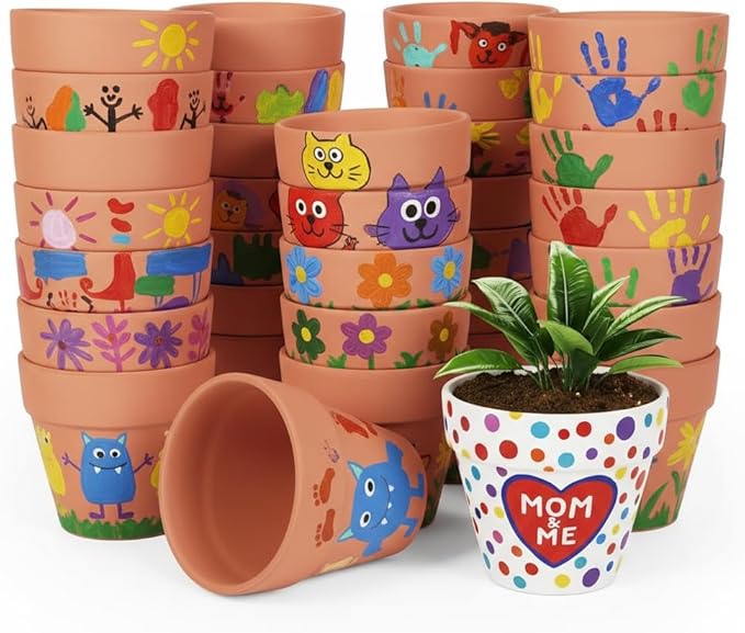 YESIACE 24 Pack 4 Inches Terracotta Plant Pots, Terra Cotta Planter with Drainage Holes, Perfect for Planting, Painting, Weddings and Parties (4inch/Original Color)