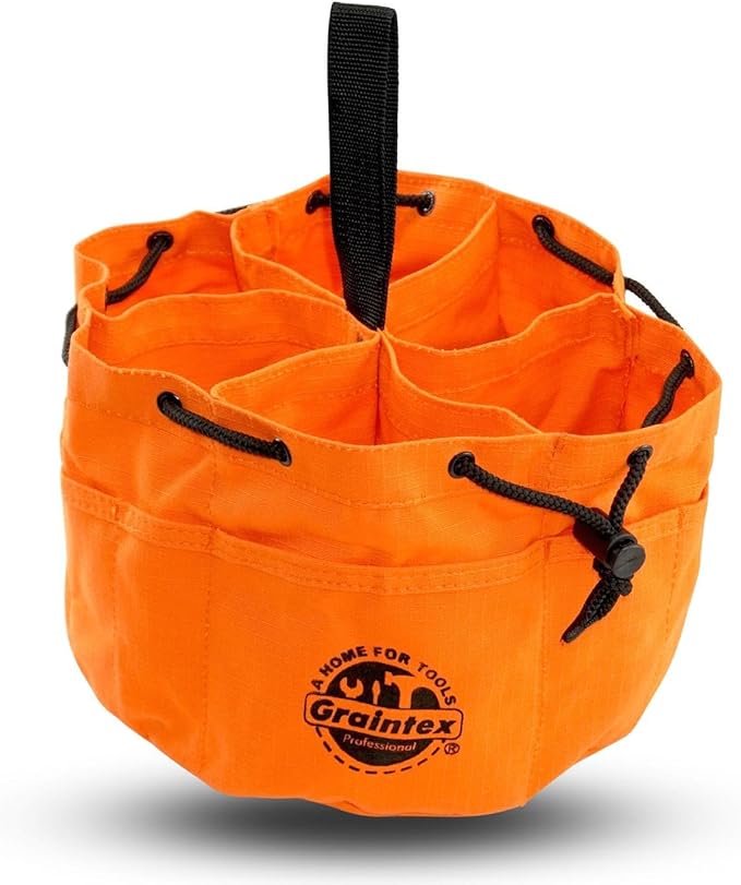 Graintex 18 Pockets Grab Bag Rip-stop Canvas Drawstring Closure, Small Part Organizer Pouch, Small Tools, Screws, Parts, Parachute Tool Bag for Efficient Storage - Orange