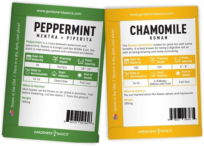 Tea Growing Kit - Includes Medicinal Lavender, Chamomile, Lemon Balm, Peppermint and Echinacea Heirloom Garden Seeds, Grow Pots, Soil, Plant Markers, Indoor Herb Kit Outdoor Tea Garden Kit