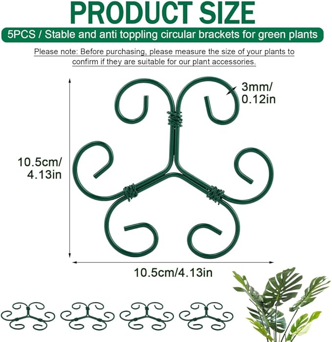 5 Pack Plant Stem Support Set, Reusable Iron Plant Stakes for Indoor Plants, Plant-Support-Stakes for Thriving Growth(Color:Green)