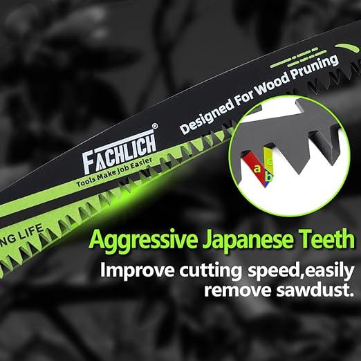 15" Japanese Teeth Reciprocating Saw Blades Wood Pruning - FACHLICH 4pcs Curved Edge 6TPI for Tree Trimming, Wood/PVC Pipe Cutting, Cr-V Sabre Blades Better Wear Resistance