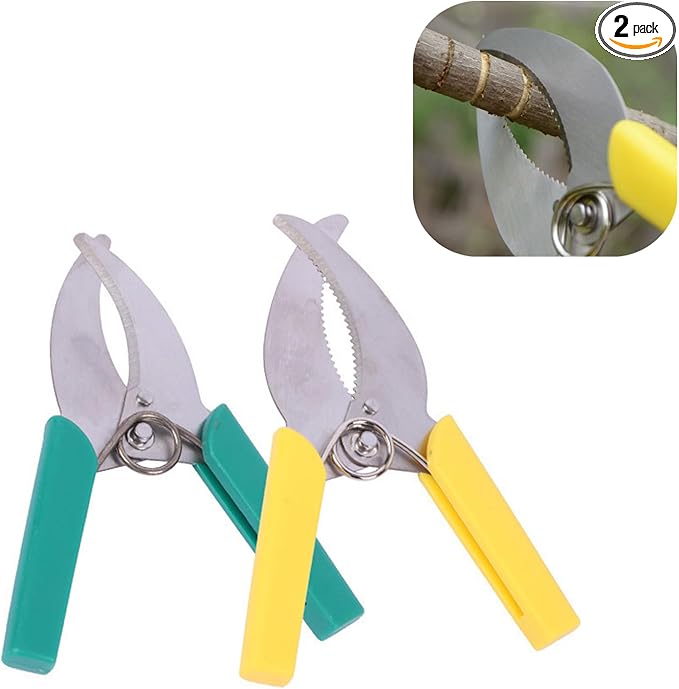 2 PCS Ring Barking Cutter Scissor Professional Grafting Tool Plant Cutters Girdling Shear Garden Tree Ring Cutter for Potted Plant Fruit Tree Orchard