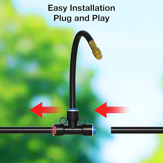 MIXC 2026-Upgrade Drip Irrigation System, No 1/4 Pipe, only 12pcs Adjustable Copper Nobbles and Quick Connectors
