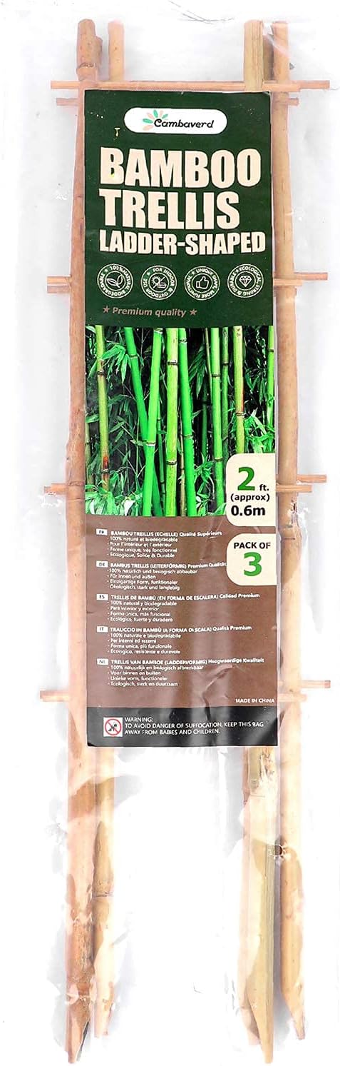 24 Inch Trellis for Potted Plants, 3 Pack Bamboo Trellis Indoor, Natural Garden Trellis for Climbing Plant Monstera Hoya Vegetables and Fruits