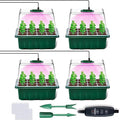 Seed Starter Tray with Grow Light，Seed Starter Kit with Timing Controller Adjustable Brightness, Heightened Lids Growing Trays for Greenhouse & Gardens，4 Pack (Green)