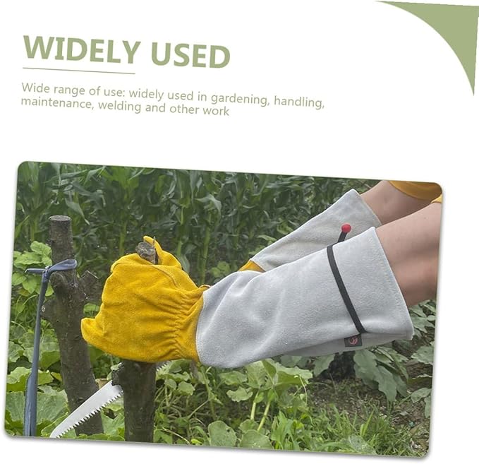 Cowhide Puncture-proof Gardening Gloves for Thorn Protection, Extended Length 11.5cm, Heavy-duty Protective Work Gloves for Outdoor Garden and Pruning Tasks