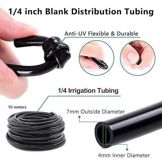 Micro Drip Irrigation Kit,Garden Irrigation System Plant Automatic Watering Kit with 32.8ft 1/4inch Blank Distribution Tubing Hose Adjustable Misting Sprinkler Nozzles for Greenhouse Patio
