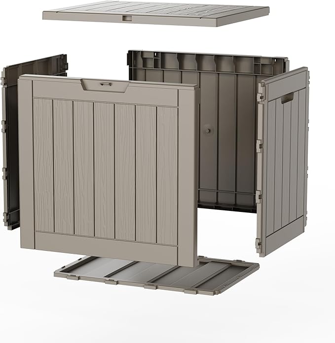 35 Gallon Resin Deck Box Outdoor Storage Box Waterproof for Patio Furniture,Outdoor Cushions,Garden Tools and Pool Supplies（Grey）