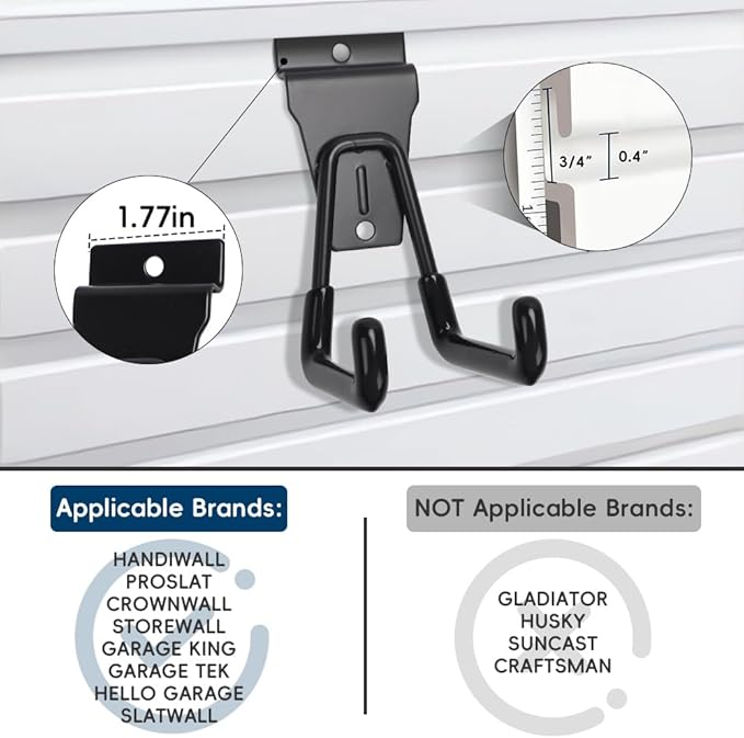 30Pcs Slatwall Hooks Set, Multi Size Garage Hooks Storage Utility Hanging Hooks, Heavy Duty Garage Tool Organizer Slatwall Accessories for Sheds, Basments