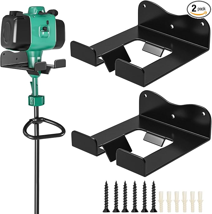 Weed Eater Hanger Garage Organizer Trimmer Rack, Weedeater Rack Wall Mount for Grass Trimmer, Garden Power Tool Holder Organizer for Grass Trimmer Hedge Trimmer (Black-2Pcs)
