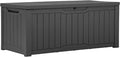 YITAHOME 120 Gallon Resin Deck Box, Weather Resistant Outdoor Storage Box for Patio Cushions, Garden Tools, Pool Supplies, Lockable, Easy Assembly, Extra Seat or Table (Dark Gray)