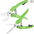 WORKPRO Garden Clippers, 2 Pcs Flower Scissors Include 8" Bypass Pruner and 8.5'' Straight Blade Shear, Professional Pruning Shears Kit for Cutting Flowers, Trimming Plants, Fruits Picking