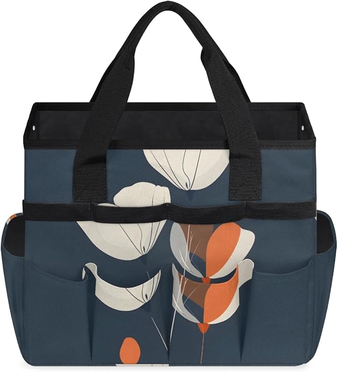 Garden Tool Bag Organizer Garden Tote Bag with Pockets Classic Poppy Tool Storage Organizer Gardening Tool Kit Holder 13" x 6.8" x 2.8"