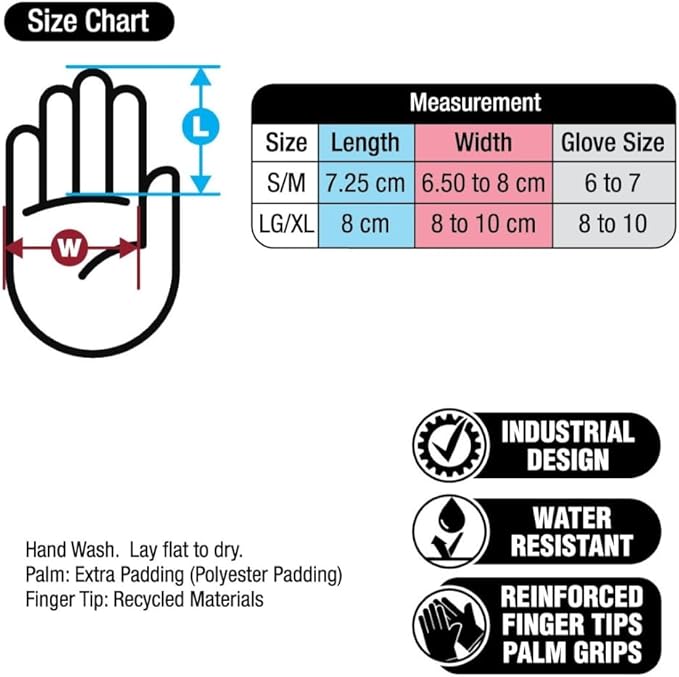 Two Lumps of Sugar Gardening Gloves - Short Length, Industrial Design Yard Gloves for Men and Women, Sizes S/M and L/XL