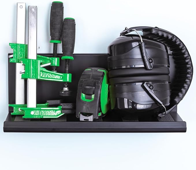 Duck Brand EasyMounts Garage Shelf - Shelving Wall Mount Shelf System for Garage Storage & Organization - Floating Shelves for Workbenches, Tools, Sheds & Shops - 11.75 in x 4.25 in - Black, 3-Pack