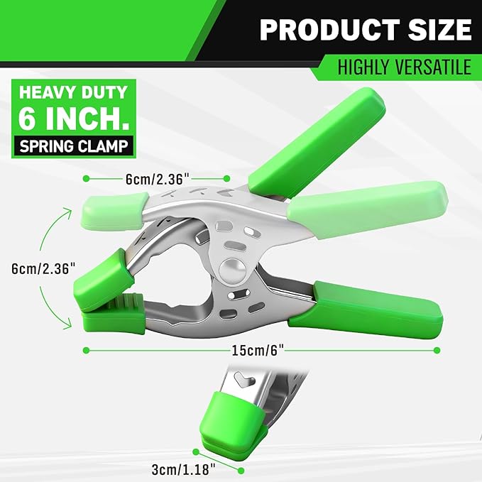 27-Piece 6-inch Heavy Duty Spring Clamp, Large Spring Clamps for Woodworking, Metal Clips 2.4-inch Jaw Opening Clamps for Backdrop, Pool Cover, Photography