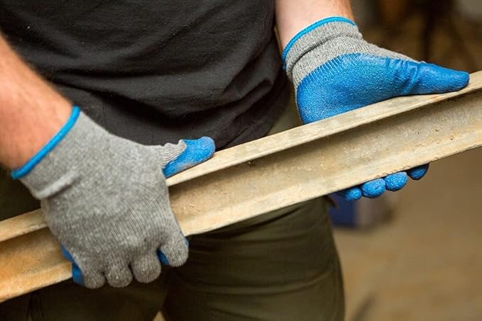 G & F Products G & F Rubber Latex Coated Work Gloves for Construction, Blue, Crinkle Pattern, Men's