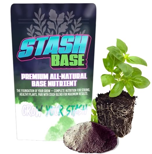 Stash Base Premium All-Natural Nutrient (2.2-4-2.3) – Vegetative Stage Soil Amendment & Fertilizer with Biochar, Crustacean Meal & Kelp – Boosts Root Growth & Stem Strength (42 lbs)