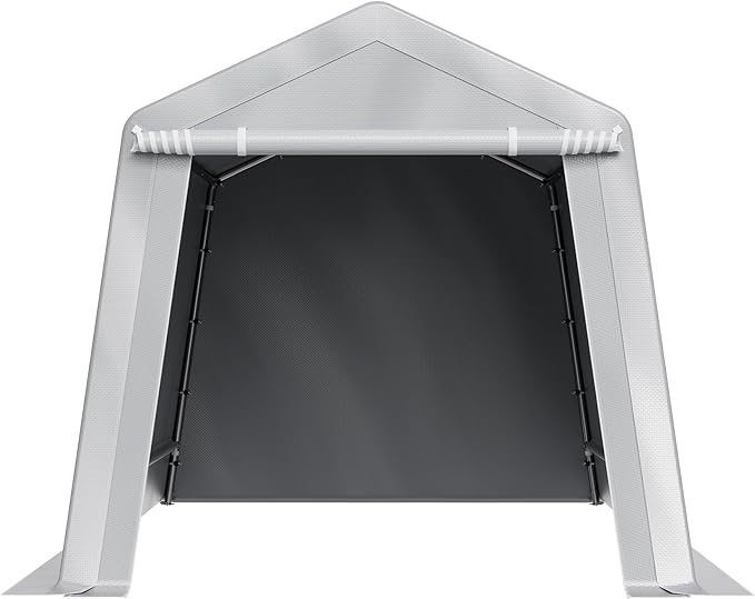 VEVOR Portable Outdoor Storage Shelter Shed, 8 x 14 x 7.6 ft Heavy Duty Instant Storage Tent Garage Sheds with Roll-up Zipper Door for Motorcycle, Bike, Garden Tools