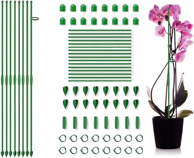 Adjustable Plant Support Stakes, Telescoping Support Sticks with Clips for Indoor & Outdoor Potted Plants, Monstera, Orchids, Tomatoes & Vines (5, 11.8 in)
