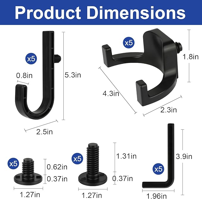 21 Pcs Storage Shed Tool Hooks Compatible with Suncast Shed Accessories, Heavy Duty ABS Shed Organizer for Garden Tools, Ladders and Hoses, Replacement for Craftsman and Lifetime Sheds