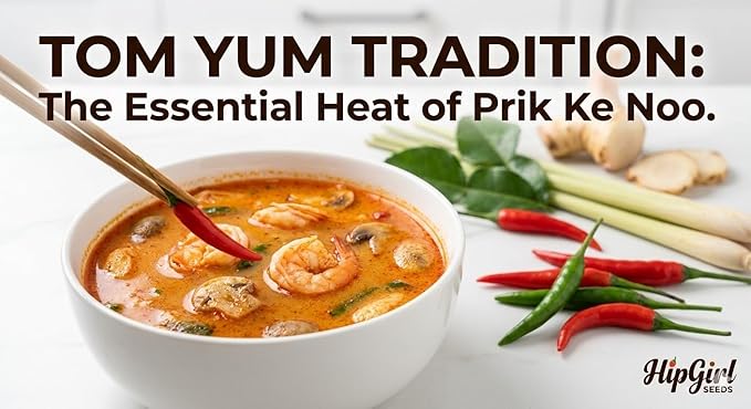 Hot Pepper Seeds for Planting,Non-GMO Heirloom Seed Vegetable Seeds,Asian Chile Pepper Seed for Home Vegetable Garden & Hydronic Pods,泰国小米椒(50ct+ Thai Bird)