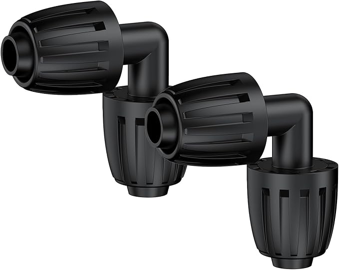 Pawfly 15 Pcs Drip Irrigation Fittings for 1/2 Inch Irrigation Tubing, Barbed Elbow Parts for Garden Irrigation System, 1/2" Drip Line Connectors with Anti-Drop Lock Nuts (1/2" ID x 0.64" OD)