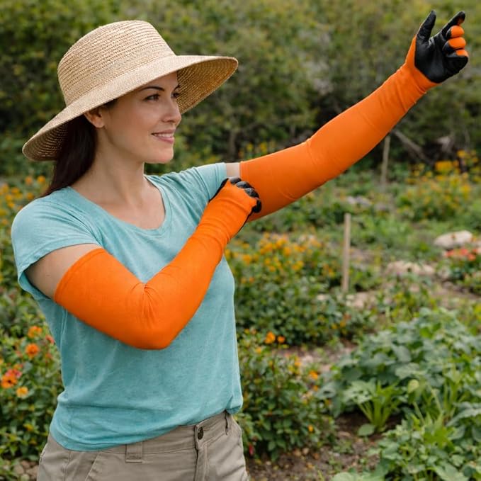 Long Sleeve Gardening Gloves Protection Sleeves No-Slip Grip, Durable Long Garden Gloves Flexible Sleeves, Women/Men