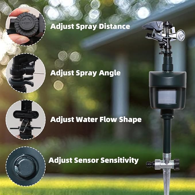 Motion Activated Sprinkler Outdoor Waterproof Repellent for Yard