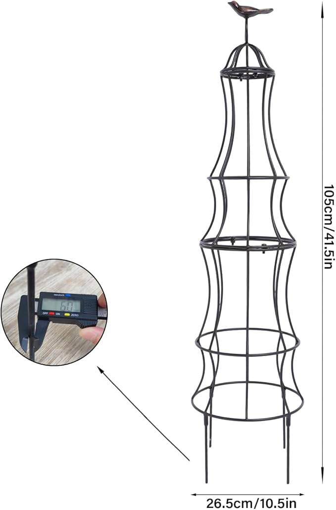 42 Inch Obelisk Trellis for Climbing Plants - Durable Metal Outdoor Support for Roses, Bougainvillea, Vines, and Potted Plants - Easy to Install Garden Decoration