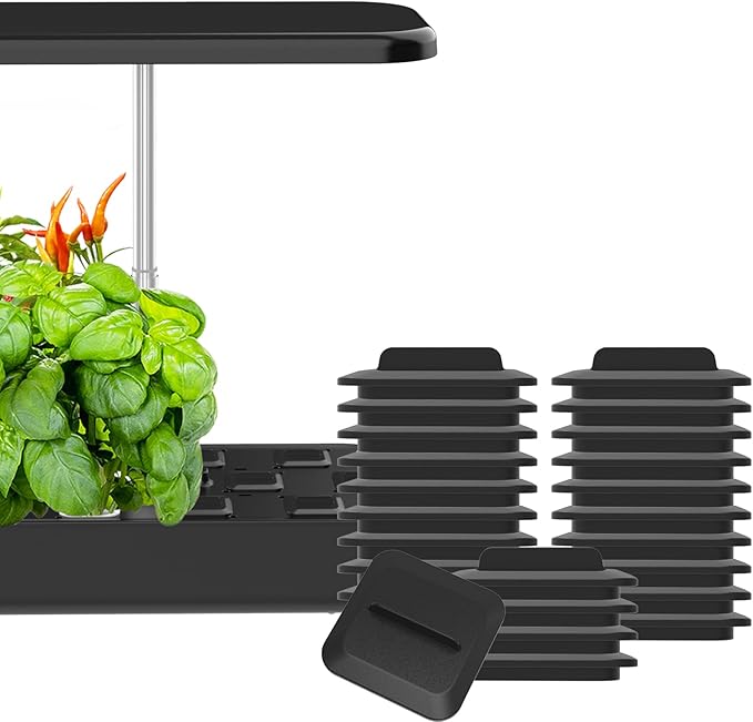 25 Pack Square Plant Spacer Kit for Hydroponic Growing System, Hydroponics Cover Lid Accessories for Indoor Garden Spacer Caps, Compatible with Idoo,QYO,LYKO and Most Square Seed Pods, Black