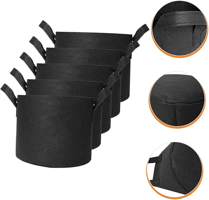 BESPORTBLE 5pcs Non-Woven Planting Bags Breathable Grow Bags for Indoor and Outdoor Use for Vegetables Flowers and