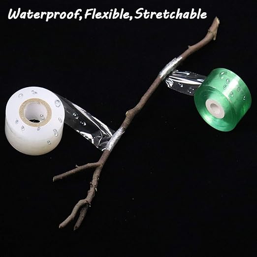 Grafting Tape 2 PCS, Stretchable Garden Grafting Tape Plants Repair Tapes for Floral Fruit Tree and Poly Budding Tape - Green & White