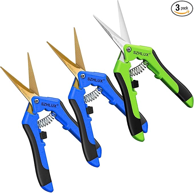SZHLUX 3-Pack Gardening Scissors, 6.5'' Gardening Pruning Scissors, Professional Pruning Shears with Straight Stainless Steel Precision Blades